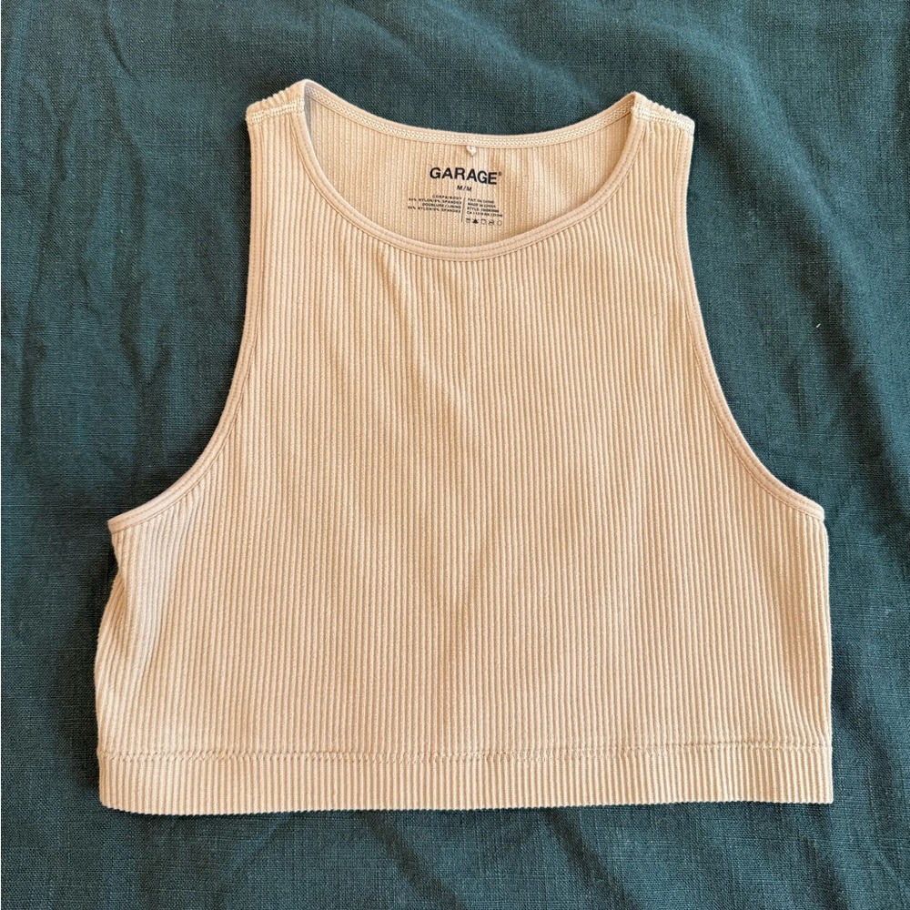 Garage Women's Beige Ribbed Crop Top